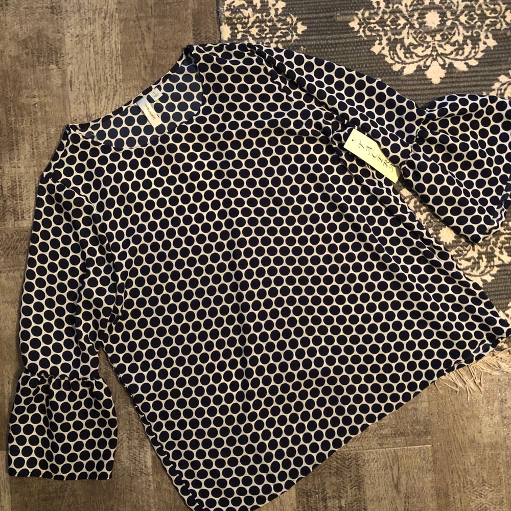 Navy polka layering top